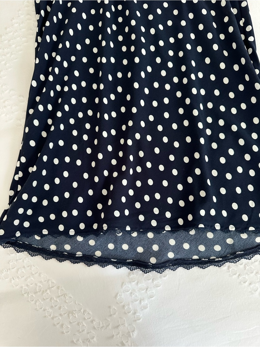 Show Me Your MuMu Emma Midi Dress Navy Polka Dot Size Small - Picture 12 of 14